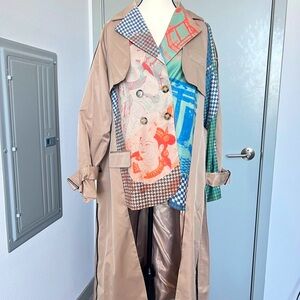 Art Painting Graffiti Tokyo Classic belt pockets vintage retro trench beige coat